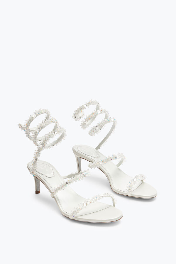 jeweled cinderella white sandal with serpent 60 rene caovilla