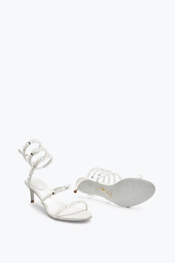 jeweled cinderella white sandal with serpent 60 rene caovilla