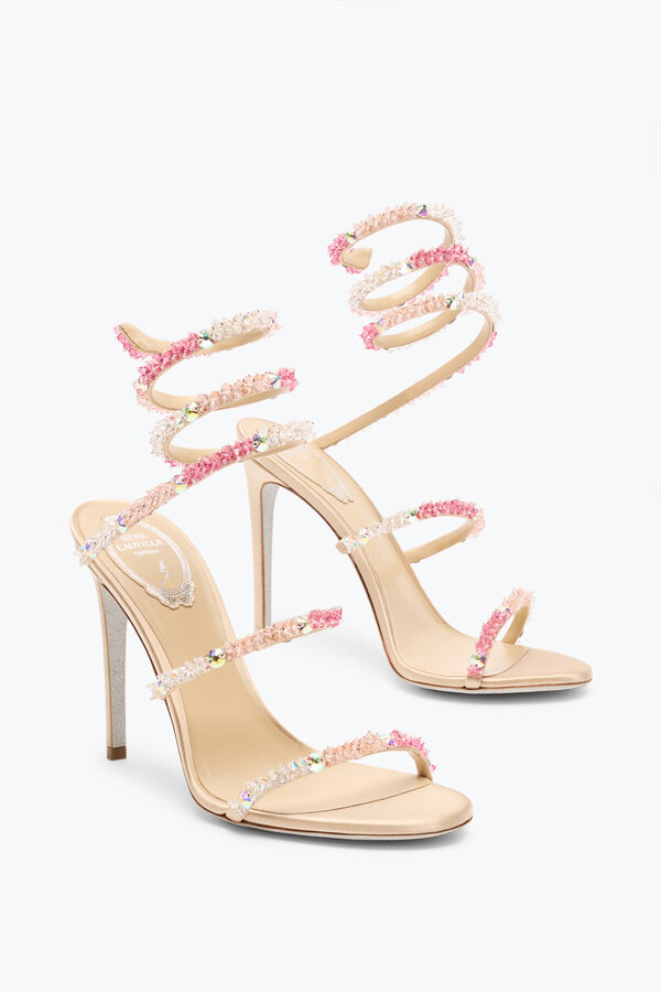 jeweled cinderella barbie pink sandal with serpent 105 rene caovilla