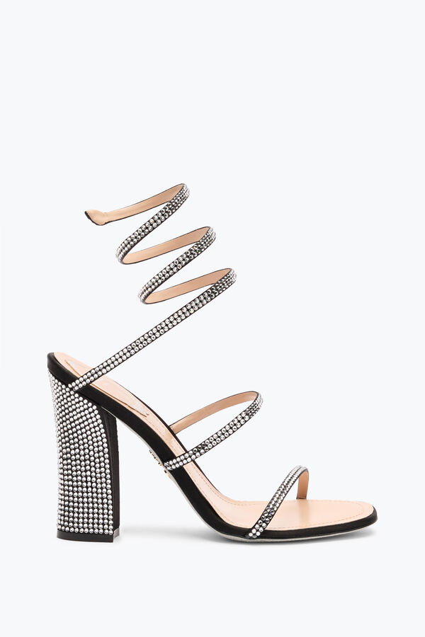 jeweled cleo black sandal with soul heel 105 rene caovilla