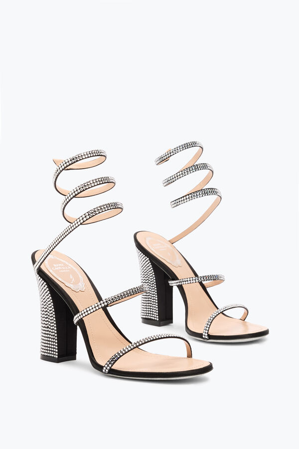 jeweled cleo black sandal with soul heel 105 rene caovilla