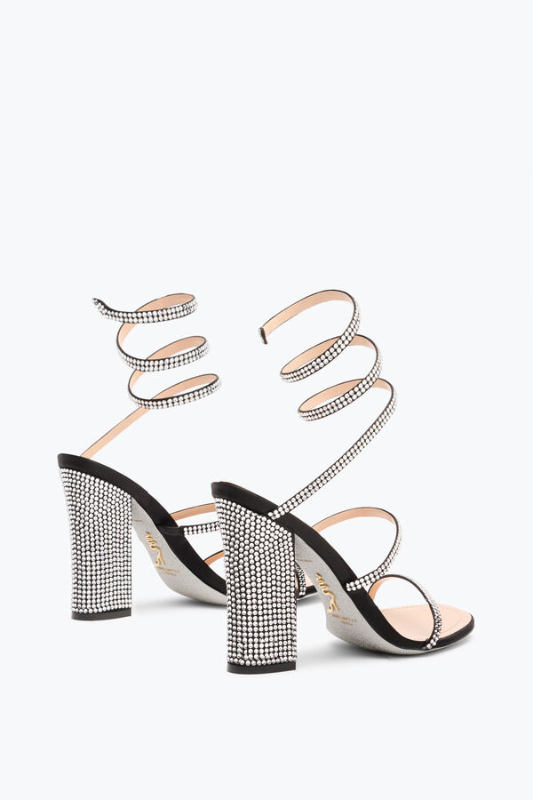 jeweled cleo black sandal with soul heel 105 rene caovilla