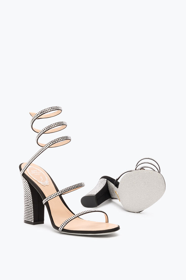 jeweled cleo black sandal with soul heel 105 rene caovilla