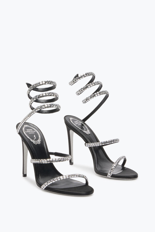 jeweled cleo black sandal with crystal baguette 105 rene caovilla