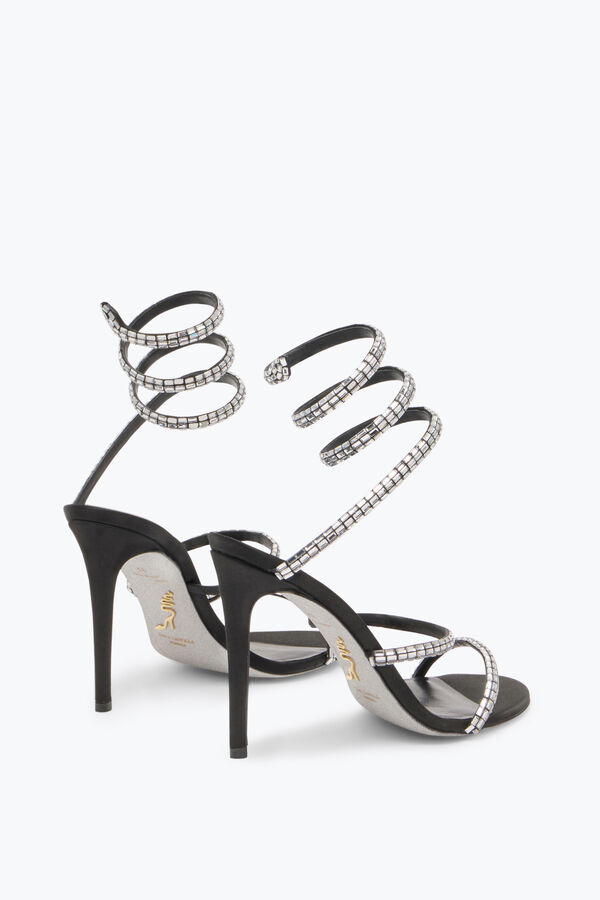 jeweled cleo black sandal with crystal baguette 105 rene caovilla