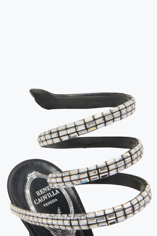 jeweled cleo black sandal with crystal baguette 105 rene caovilla