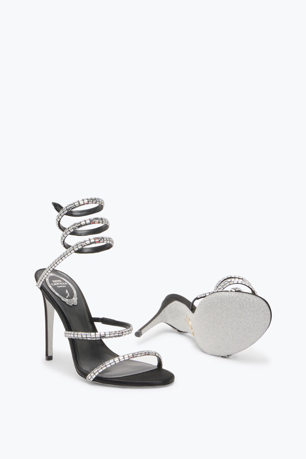 jeweled cleo black sandal with crystal baguette 105 rene caovilla