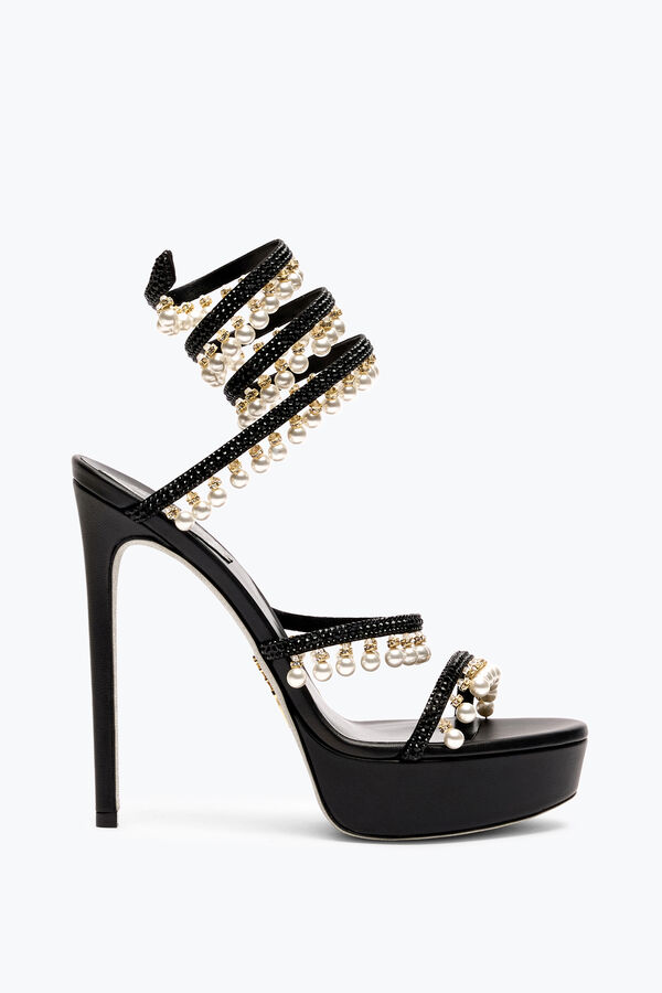 jeweled chandelier black platform sandal with pearls 130 rene caovilla