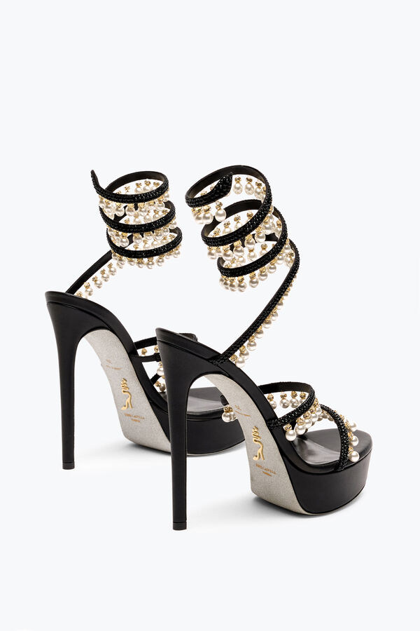 jeweled chandelier black platform sandal with pearls 130 rene caovilla