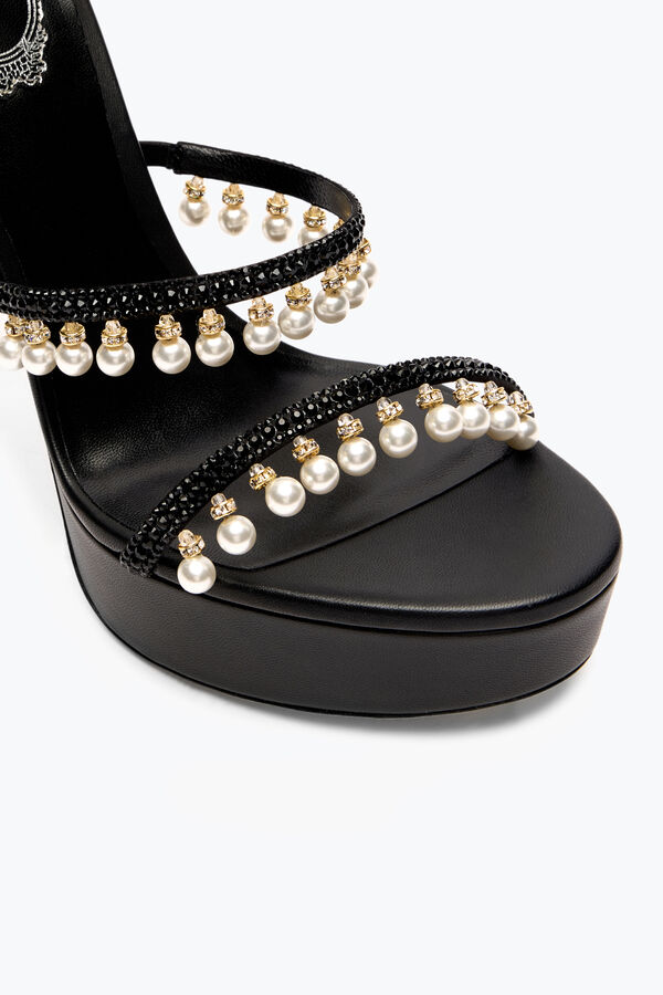 jeweled chandelier black platform sandal with pearls 130 rene caovilla