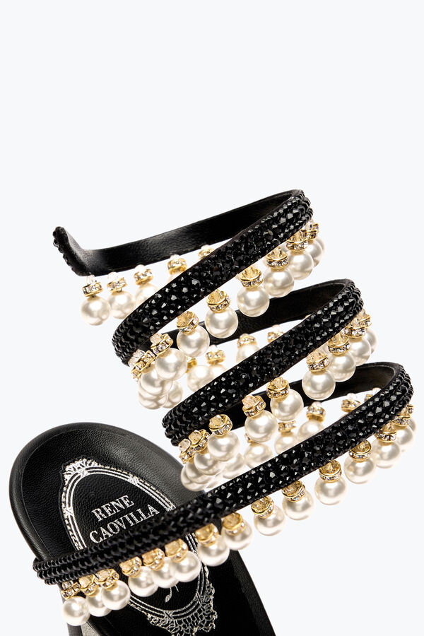 jeweled chandelier black platform sandal with pearls 130 rene caovilla