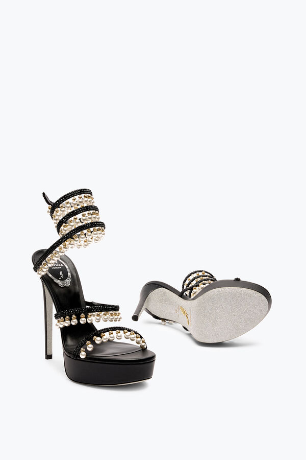 jeweled chandelier black platform sandal with pearls 130 rene caovilla