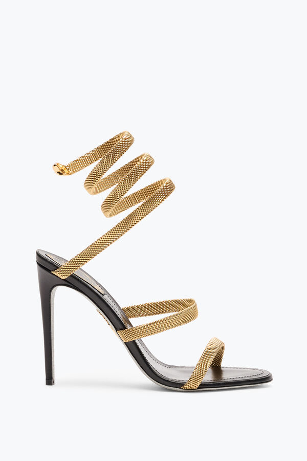 jeweled trigold cleo black-gold sandal 105 rene caovilla