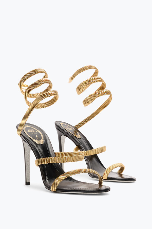jeweled trigold cleo black-gold sandal 105 rene caovilla