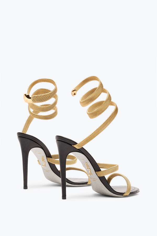 jeweled trigold cleo black-gold sandal 105 rene caovilla