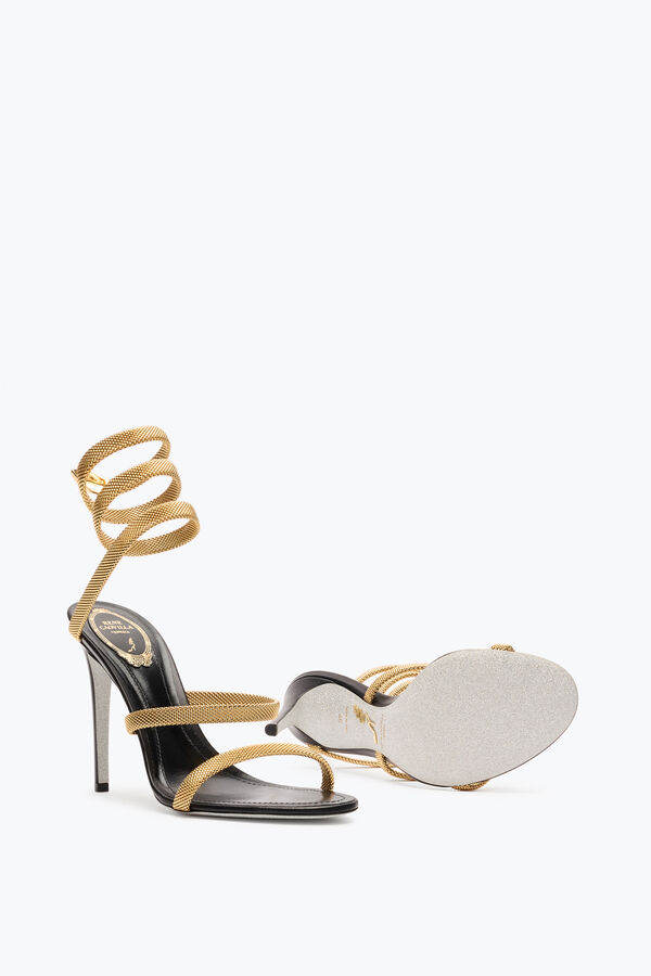 jeweled trigold cleo black-gold sandal 105 rene caovilla