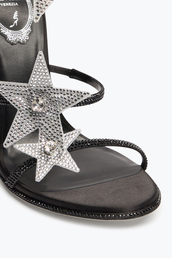 jeweled super cleo star black silver sandal 105 rene caovilla