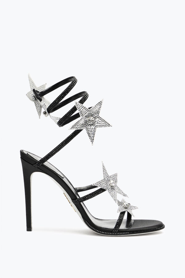 jeweled cleo star black silver sandal 105 rene caovilla