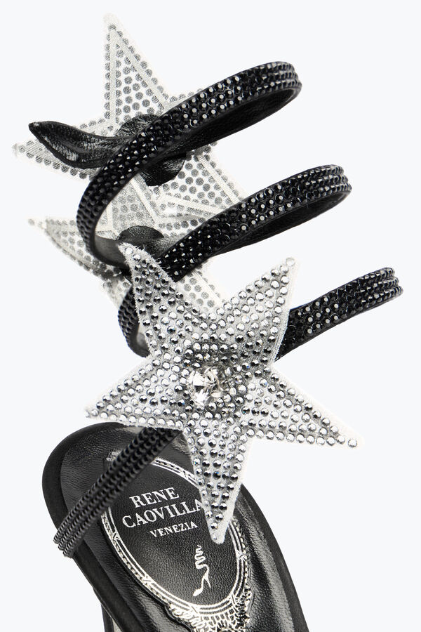 jeweled cleo star black silver sandal 105 rene caovilla