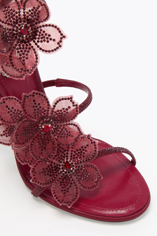 jeweled peach flower burgundy sandal 105 rene caovilla