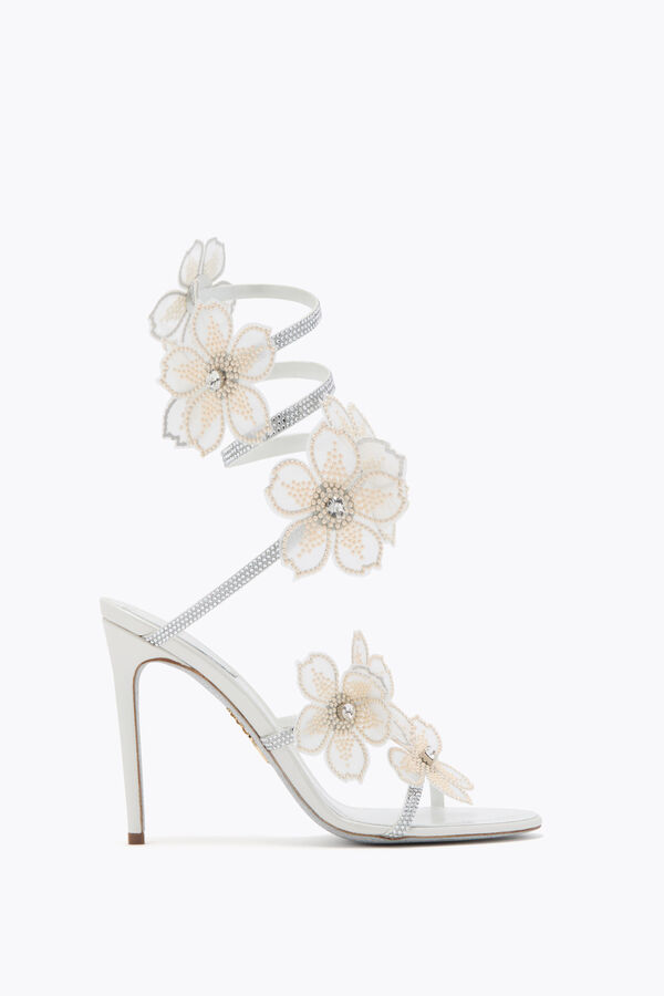 jeweled peach flower ivory sandal 105 rene caovilla