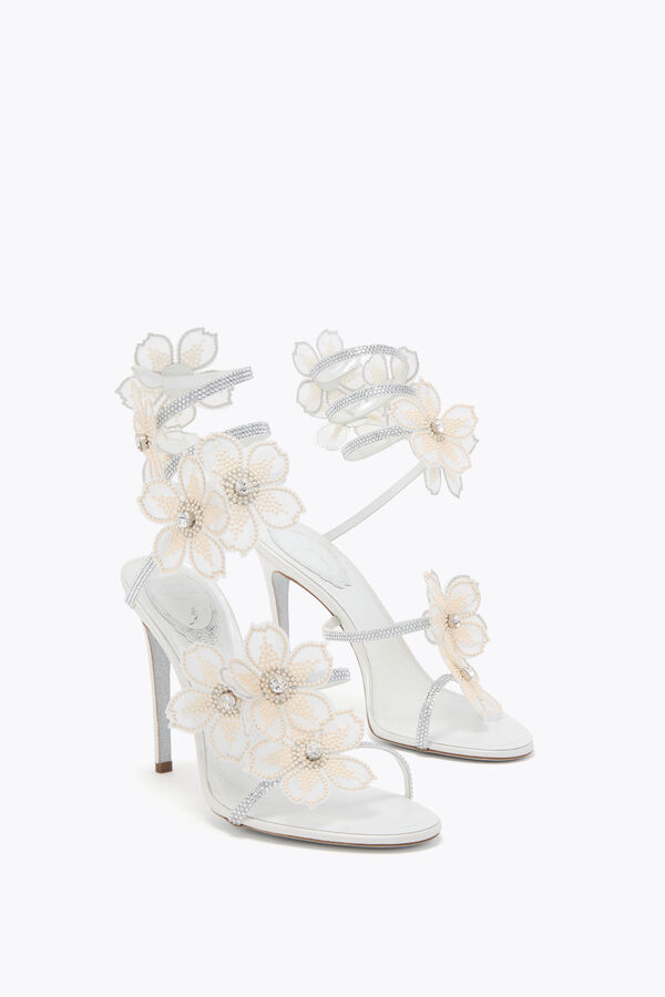 jeweled peach flower ivory sandal 105 rene caovilla