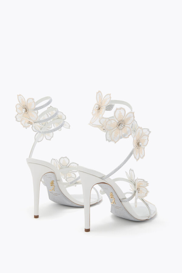jeweled peach flower ivory sandal 105 rene caovilla