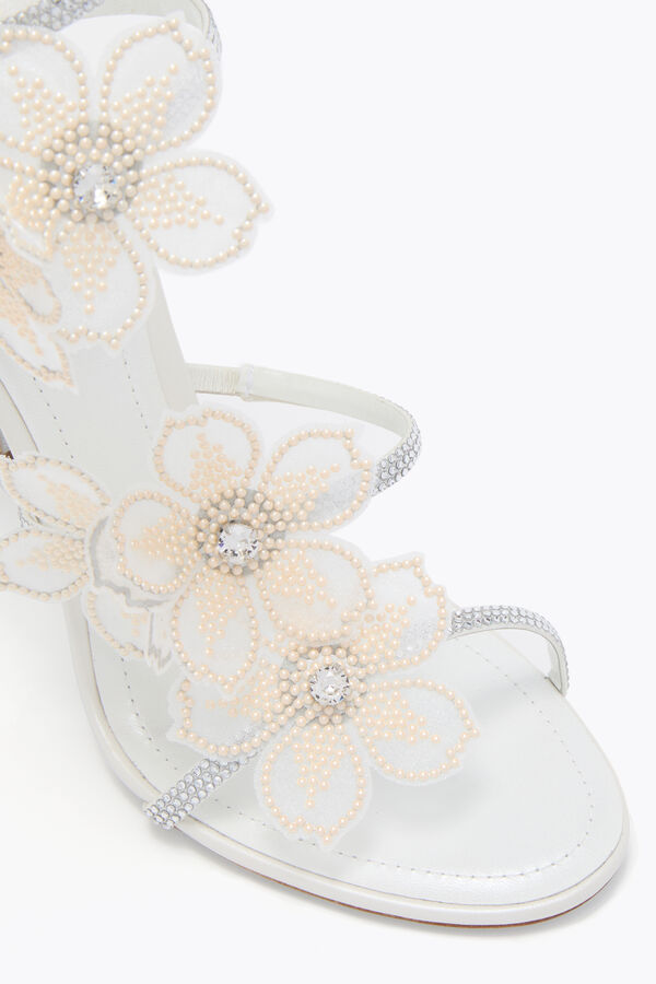 jeweled peach flower ivory sandal 105 rene caovilla