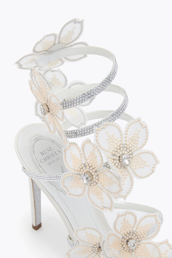 jeweled peach flower ivory sandal 105 rene caovilla