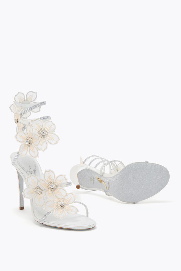 jeweled peach flower ivory sandal 105 rene caovilla