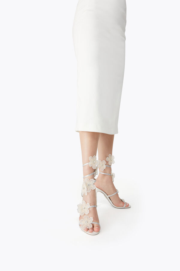 jeweled peach flower ivory sandal 105 rene caovilla