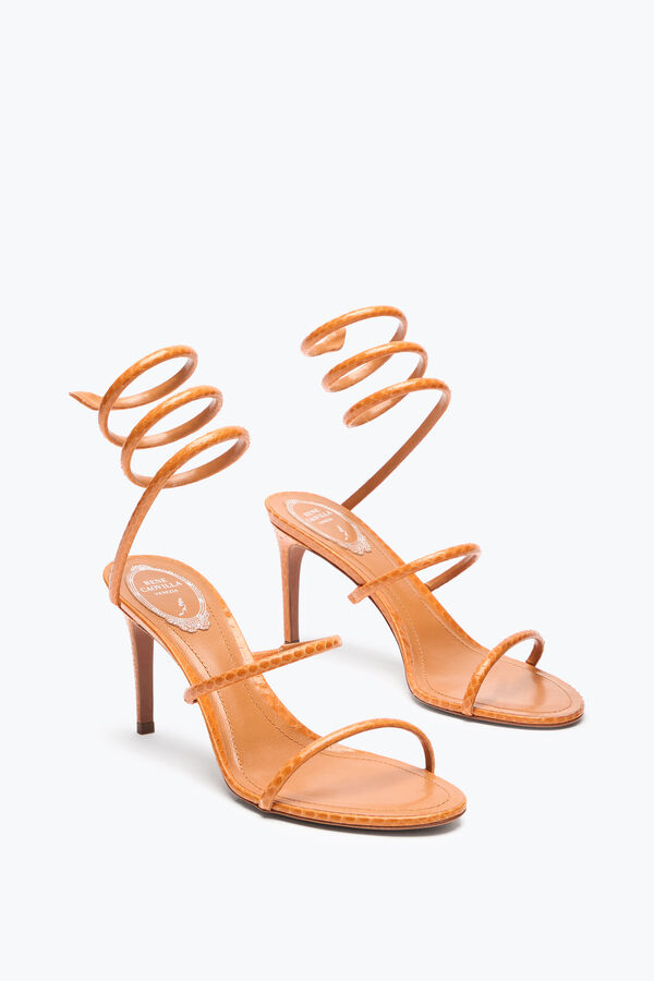 jeweled cleo cognac ayers leather sandal 80 rene caovilla
