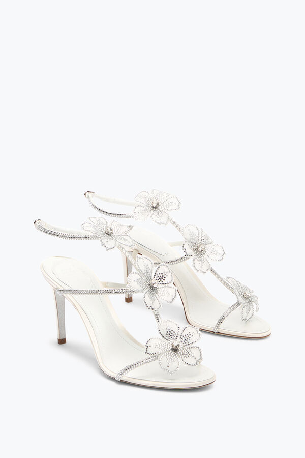 jeweled peach flower ivory sandal 80 rene caovilla
