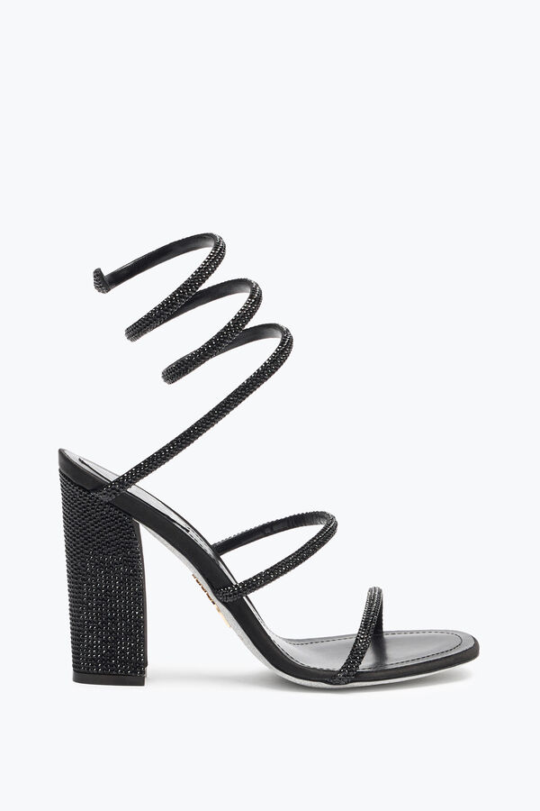 jeweled cleo total black sandal with soul heel 105 rene caovilla