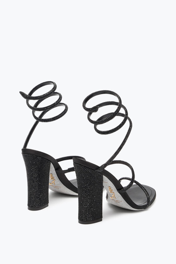 jeweled cleo total black sandal with soul heel 105 rene caovilla