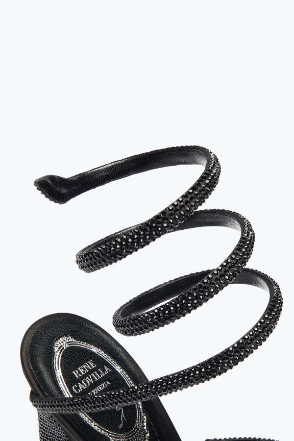 jeweled cleo total black sandal with soul heel 105 rene caovilla