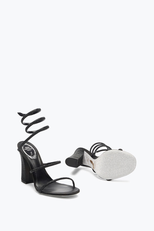 jeweled cleo total black sandal with soul heel 105 rene caovilla