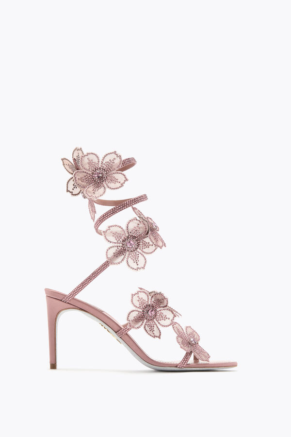 jeweled peach flower blush pink sandal 80 rene caovilla