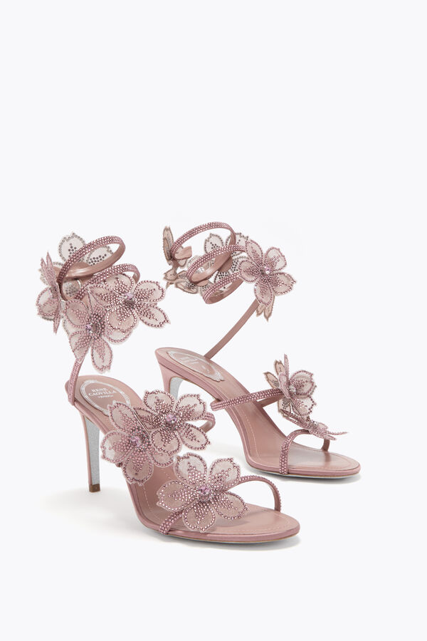 jeweled peach flower blush pink sandal 80 rene caovilla