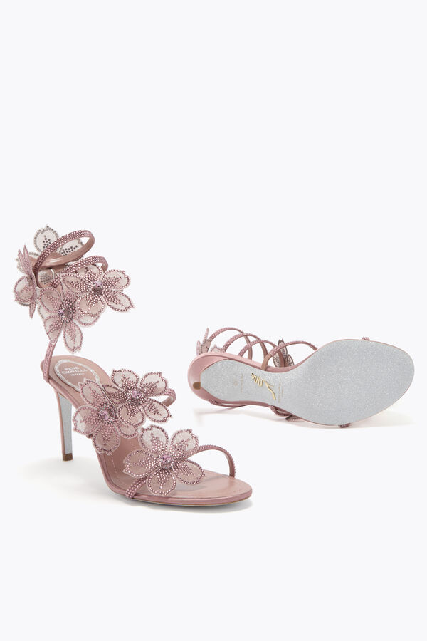 jeweled peach flower blush pink sandal 80 rene caovilla