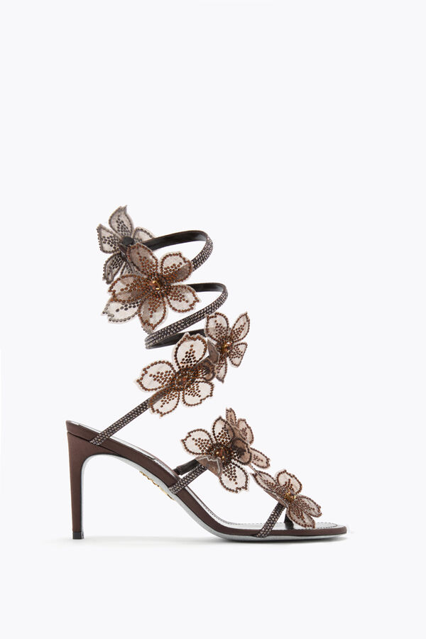 jeweled peach flower chocolate sandal 80 rene caovilla