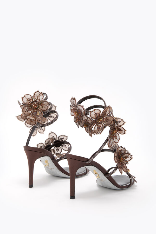 jeweled peach flower chocolate sandal 80 rene caovilla