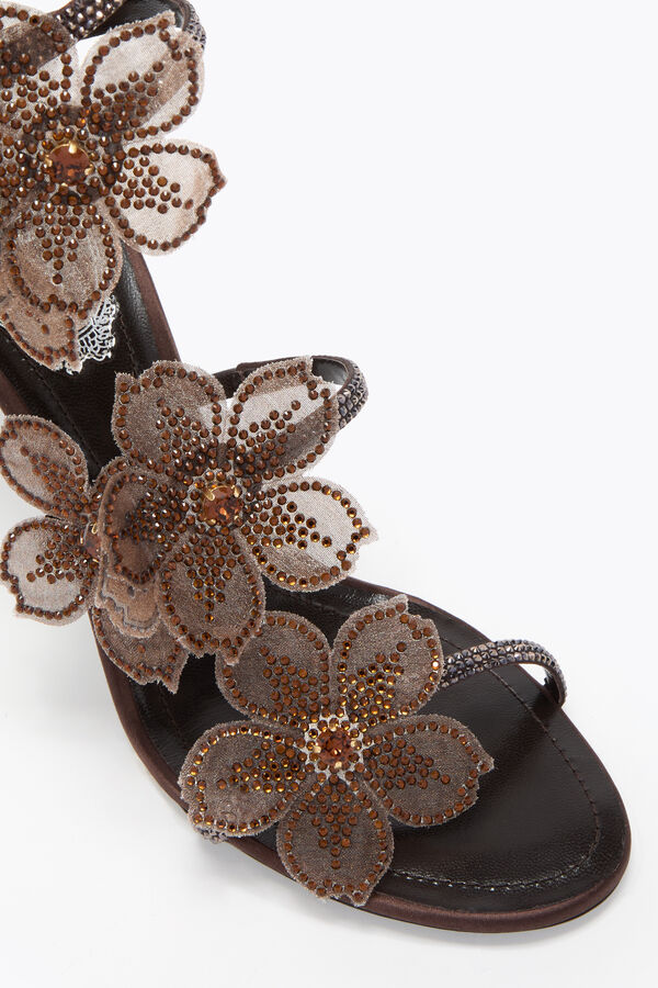 jeweled peach flower chocolate sandal 80 rene caovilla