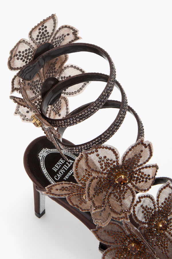 jeweled peach flower chocolate sandal 80 rene caovilla