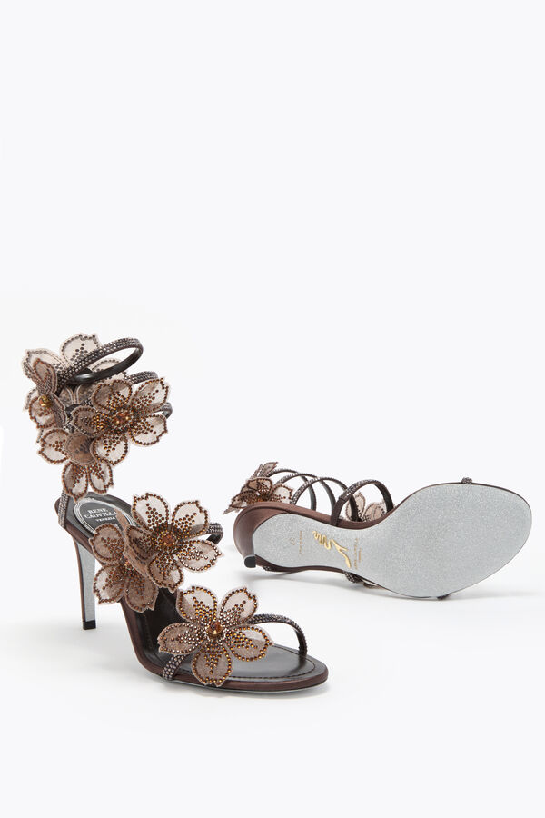 jeweled peach flower chocolate sandal 80 rene caovilla