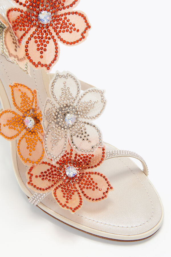 jeweled peach flower ivory and orange sandal 105 rene caovilla