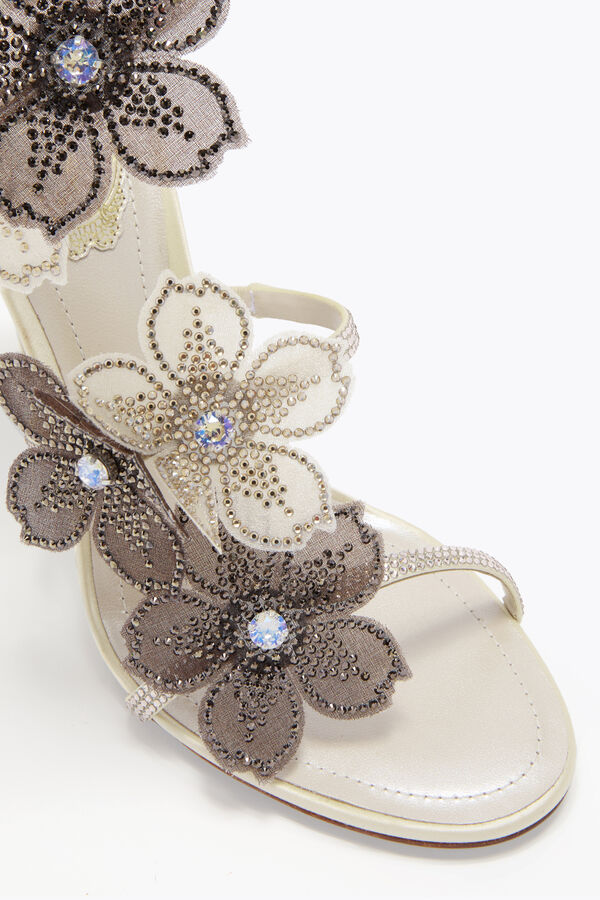 jeweled peach flower ivory and grey sandal 105 rene caovilla