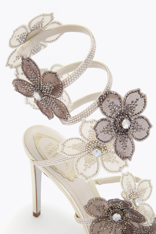 jeweled peach flower ivory and grey sandal 105 rene caovilla