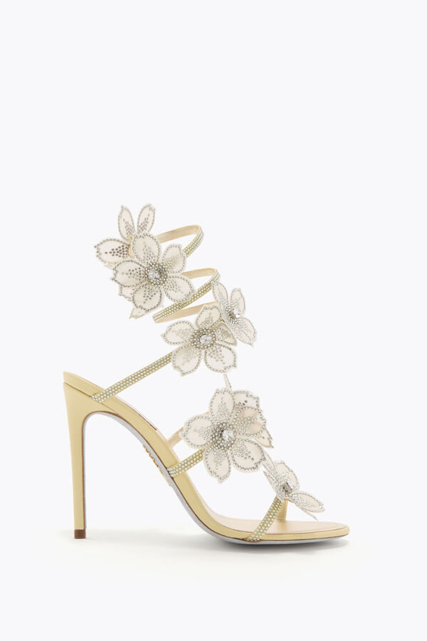 jeweled peach flower lemon yellow sandal 105 rene caovilla