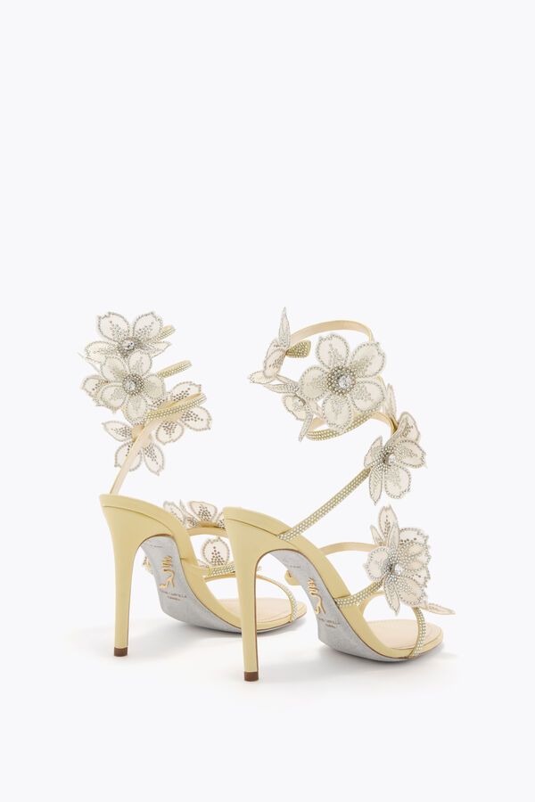 jeweled peach flower lemon yellow sandal 105 rene caovilla